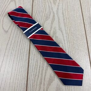 801 Club Room Men's Tie Shore Stripe 600 Red $55 Polyester & Silk